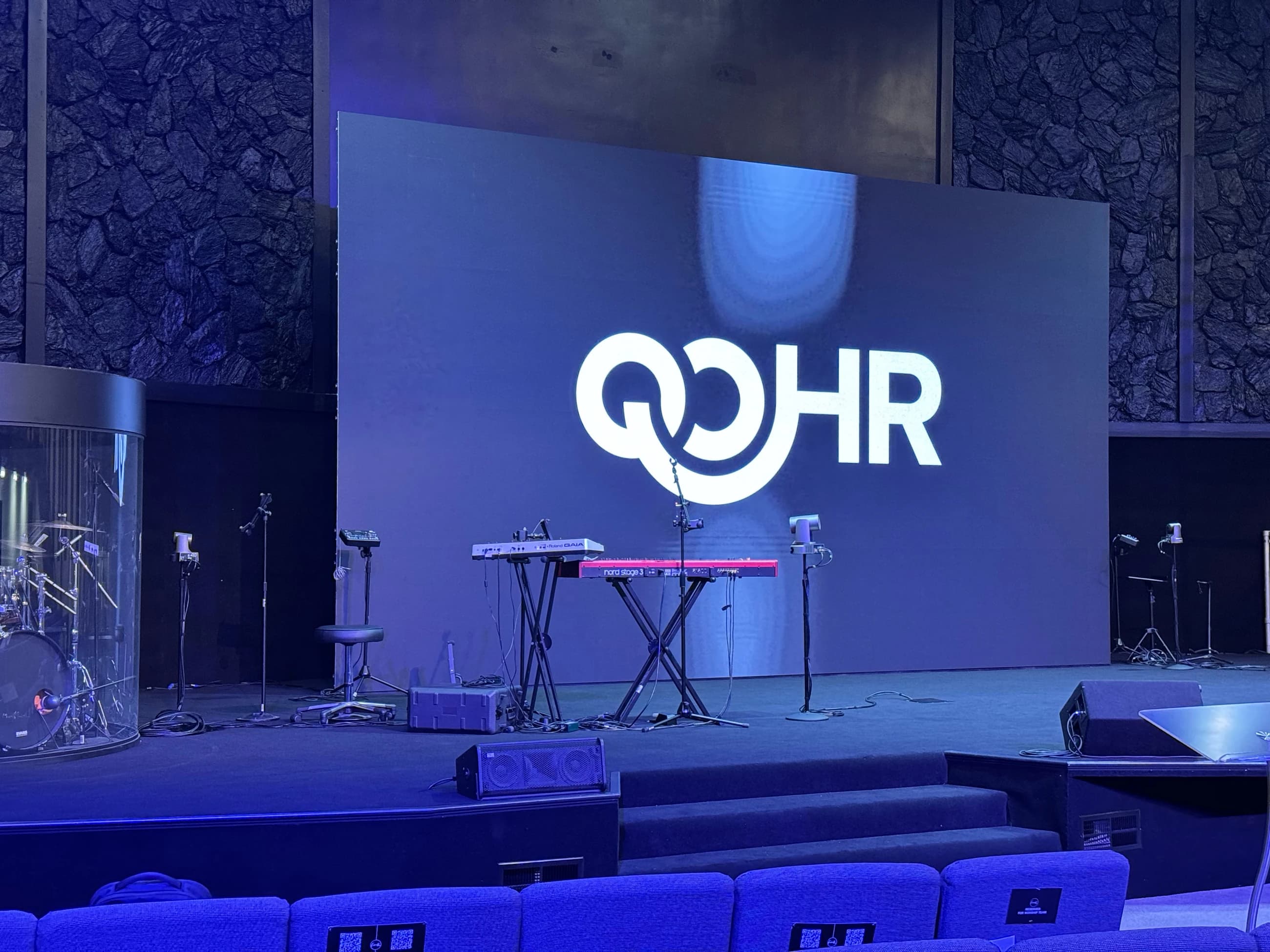 Completed Qohr LED wall at Encounter Church in San Leandro, California