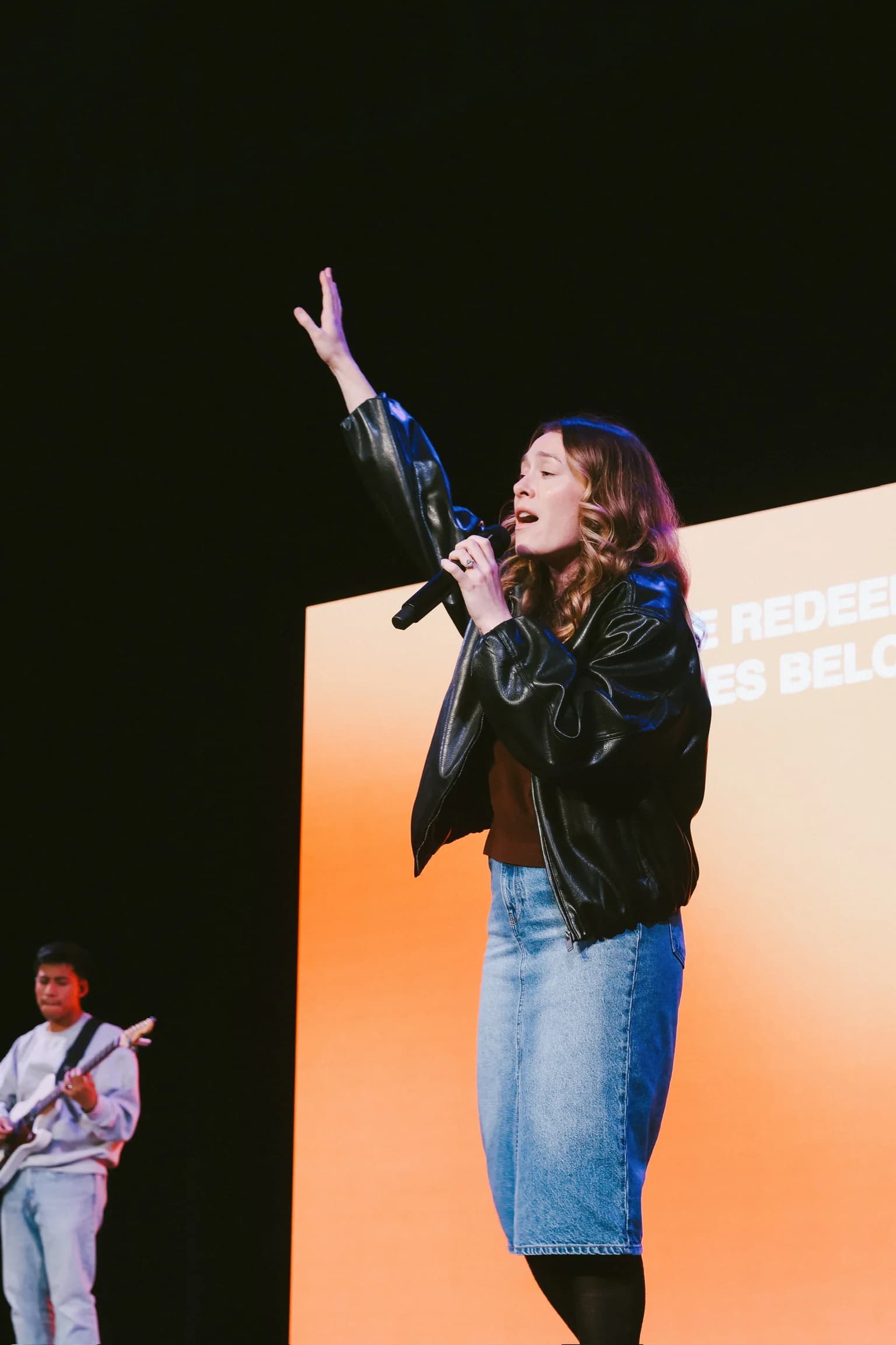 Church worship environment with a bright LED wall