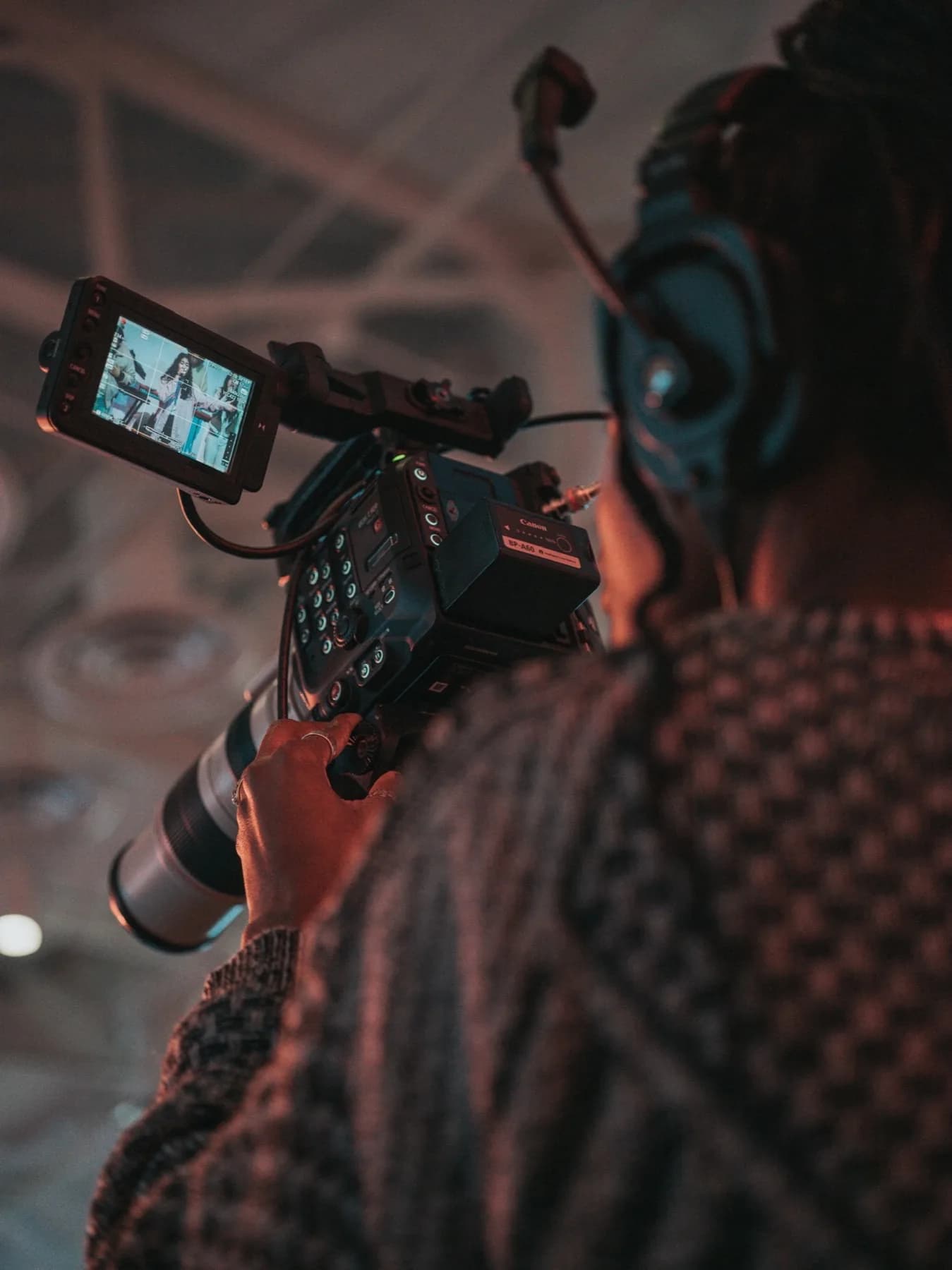 Church camera operator monitoring a live production