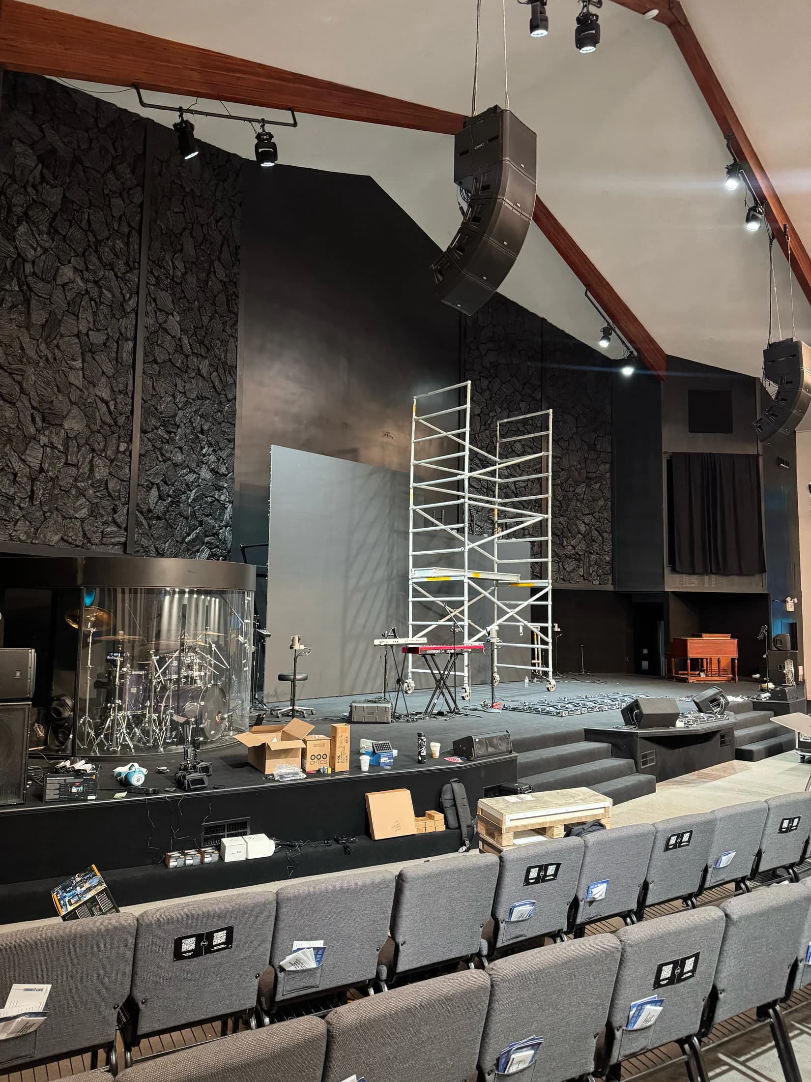 Ground-support structure being assembled for the Encounter Church LED wall