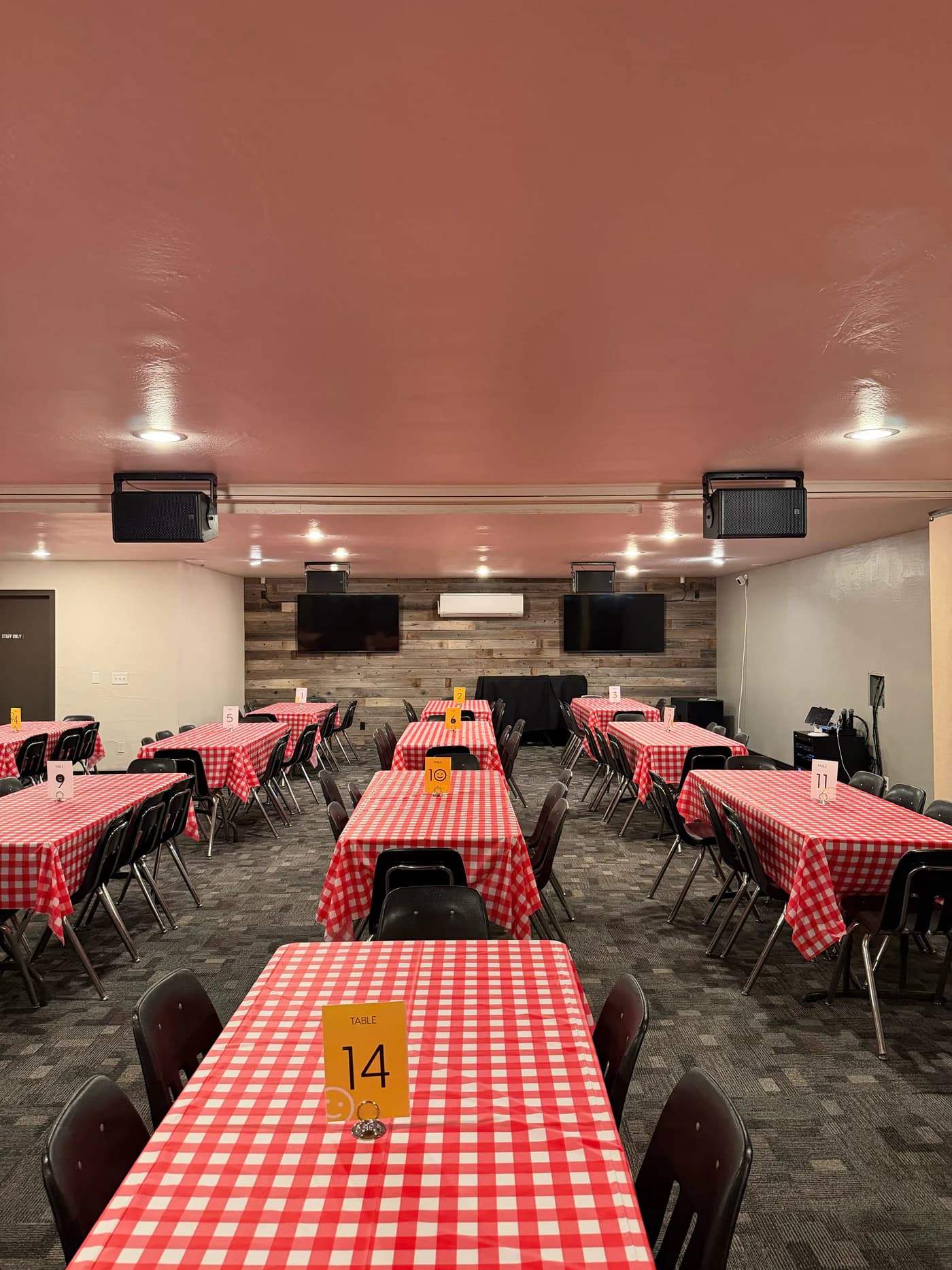 Joy Church youth room with distributed RCF loudspeakers