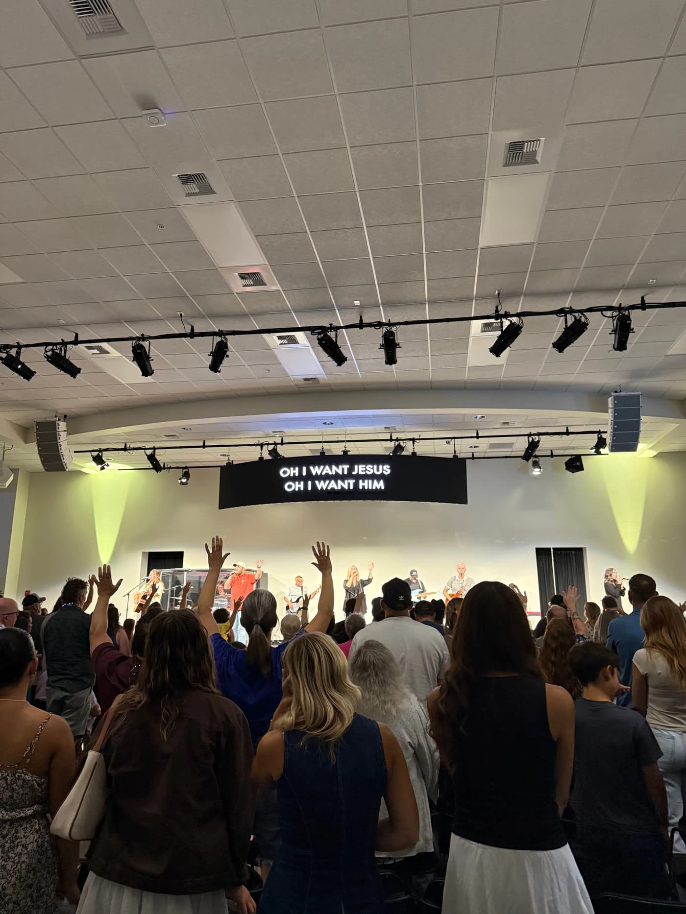 Congregation worshiping in the completed New Vintage Church sanctuary